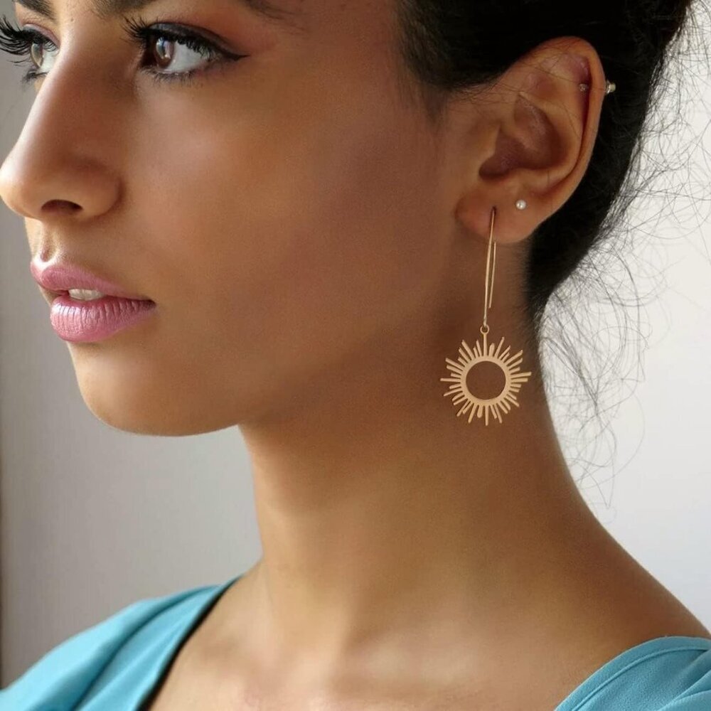 Geometric Drop Dangle Earrings Boho Statement Lon… - image 2